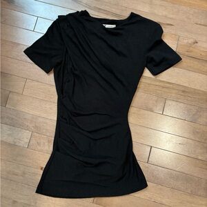 T Alexander Wang Ruched Short Sleeve Tee Shirt XS black